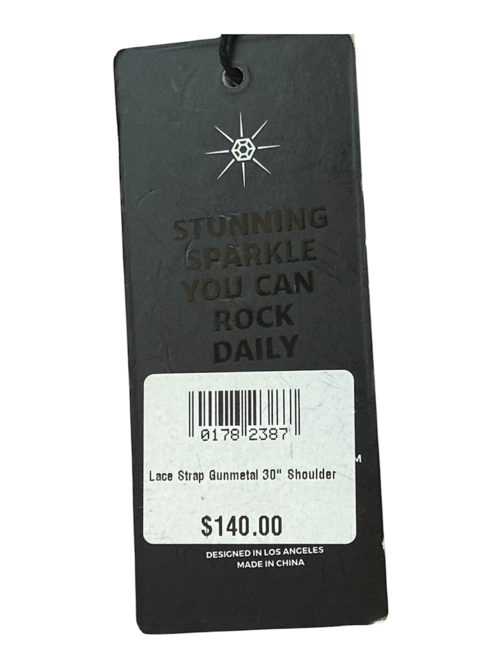 ROCKNOT Gunmetal Crystal Rhinestone Lace Chain 30" Shoulder Bag Strap NWT $140 - Picture 10 of 17